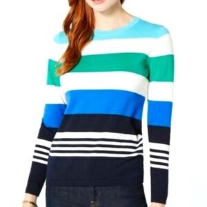 Tommy Hilfiger Blue, Turquoise, White & Green Crewneck Sweater